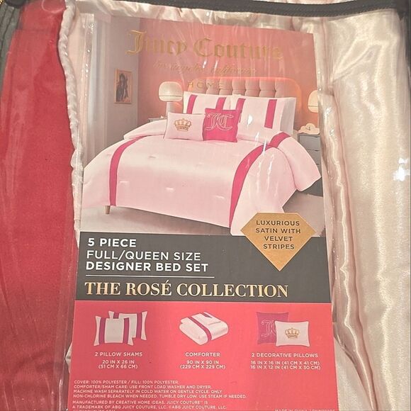 Juicy Couture Home The Rose Collection 5-Piece Full/Queen Designer Bed Set - Picture 4 of 5